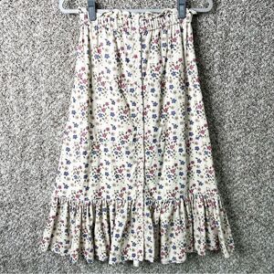 Olivia James The Label Skirt Women’s XS Mae Floral Corduroy Button Front Ruffle